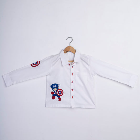 WHITE AVENGER THEME SHIRT