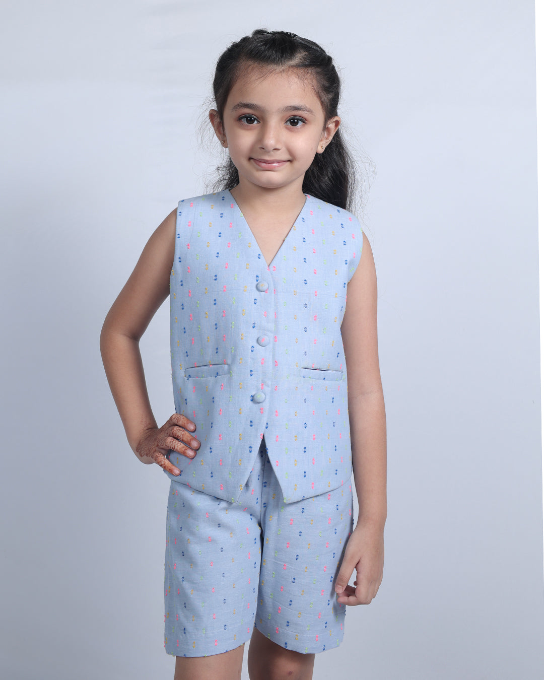 POWDER BLUE VEST COAT SET