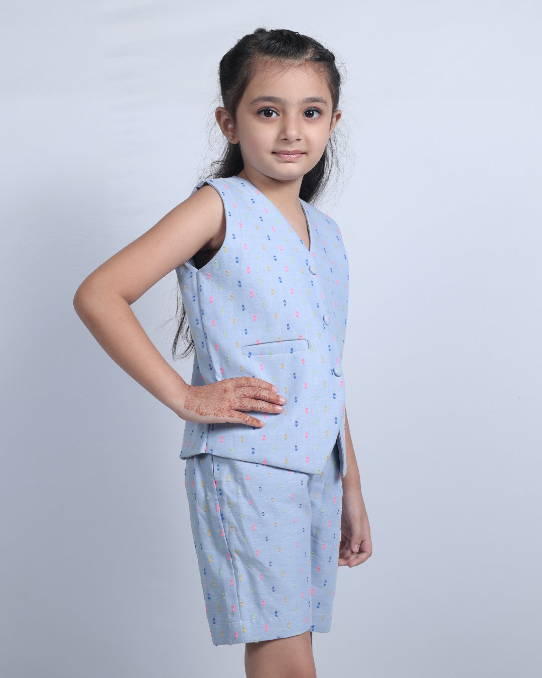 POWDER BLUE VEST COAT SET