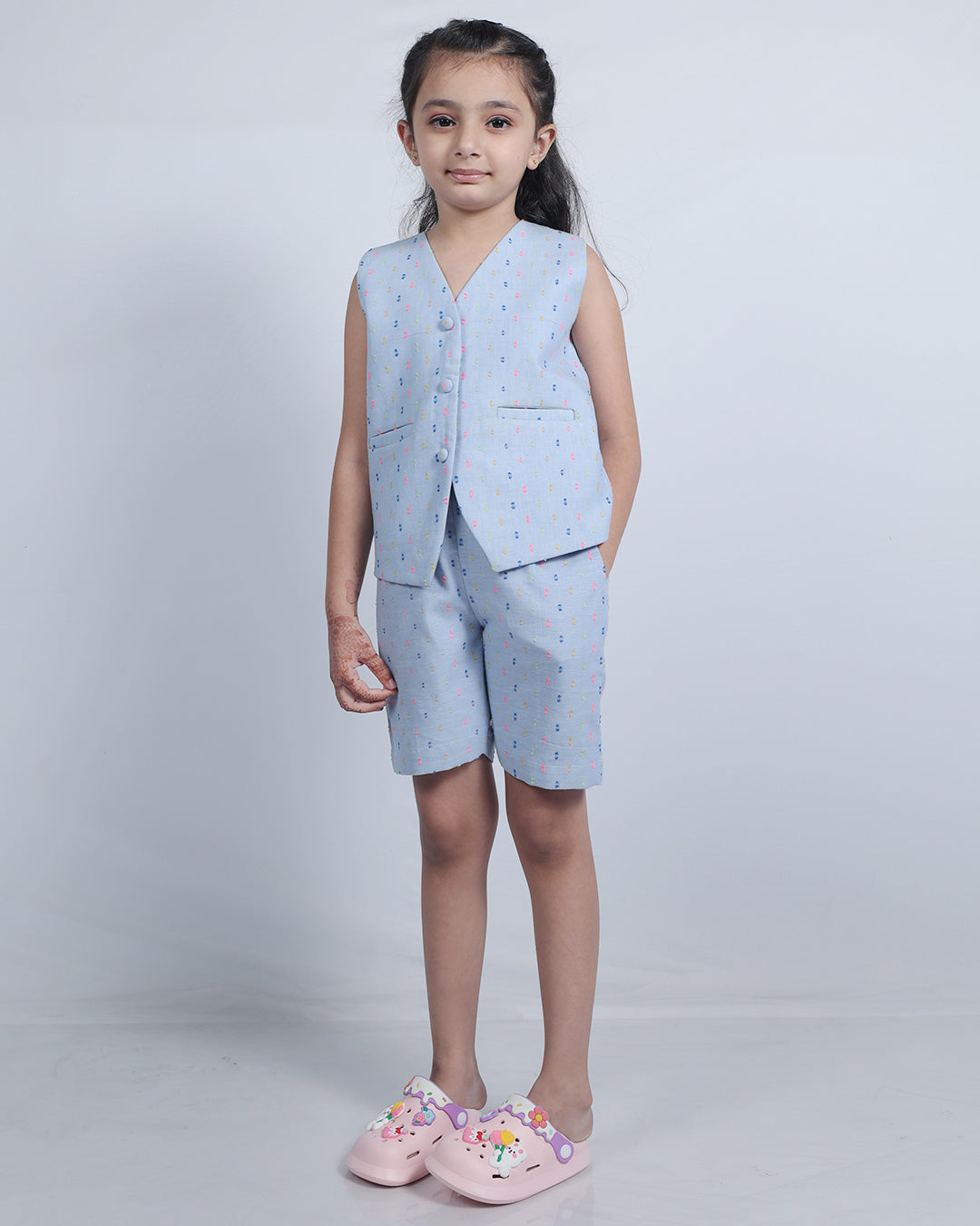 POWDER BLUE VEST COAT SET