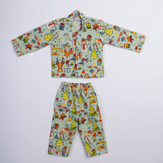 CHRISTMAS PRINTED COTTON NIGHTSUIT