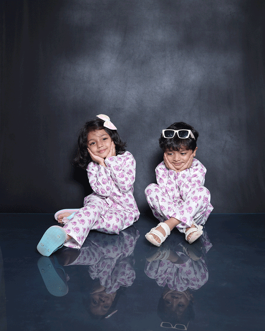 ELEPHANT PRINTED COTTON NIGHTSUIT
