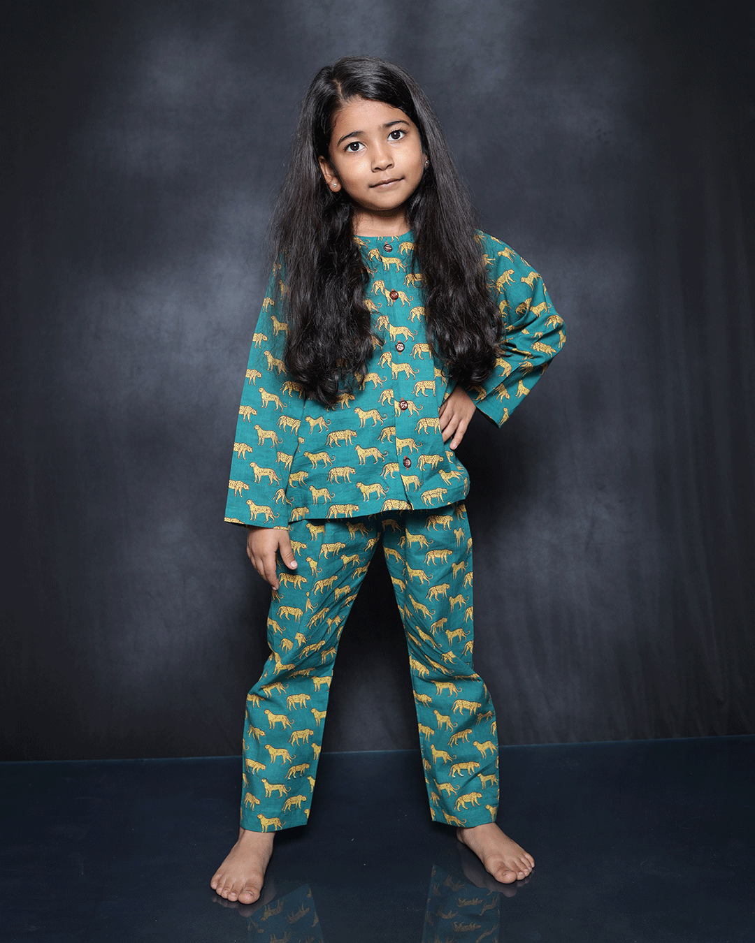 LEOPARD PRINTED COTTON NIGHTSUIT