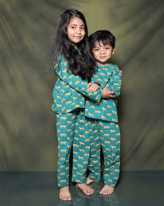 LEOPARD PRINTED COTTON NIGHTSUIT