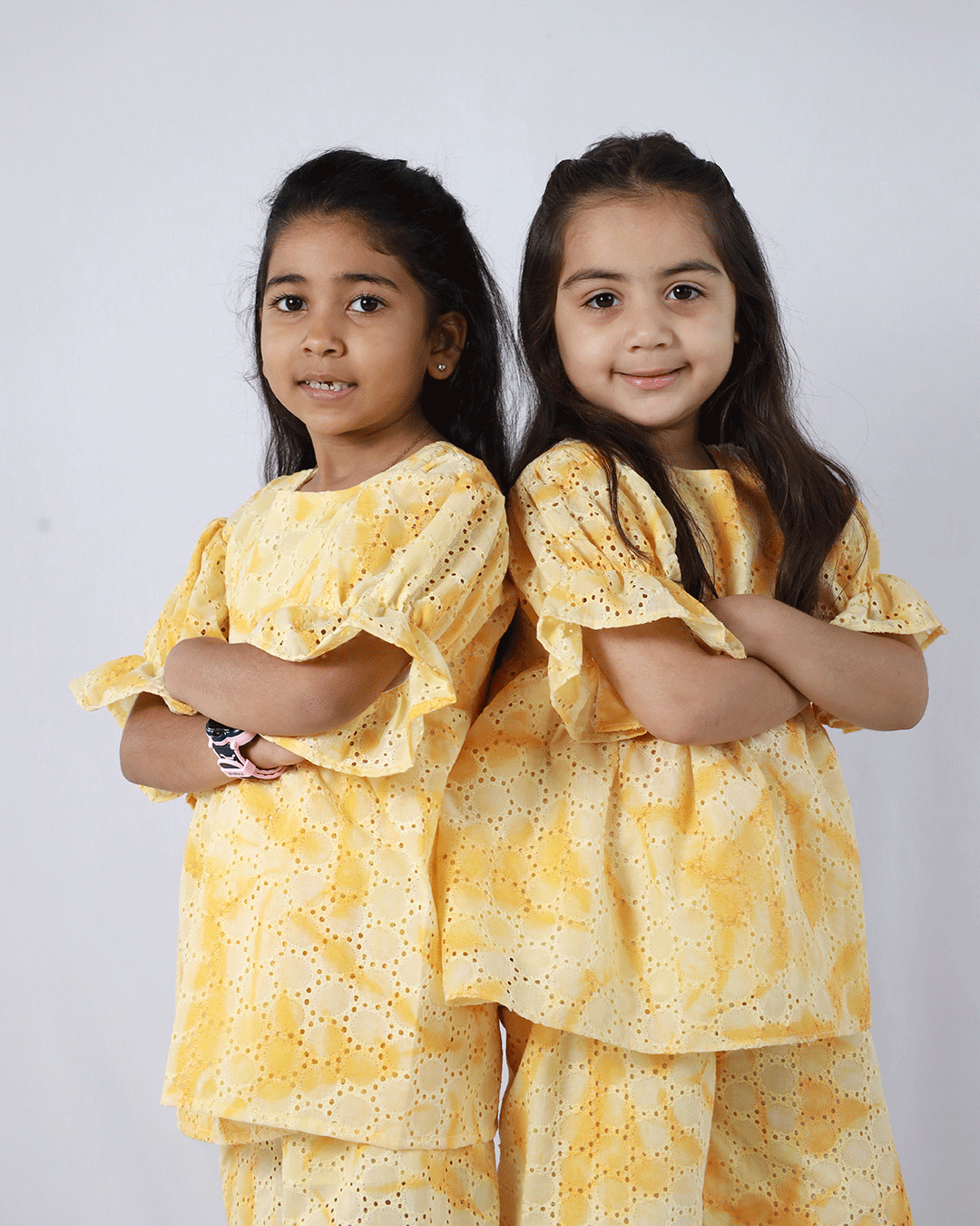 YELLOW SCHIFFLI CO-ORD SET