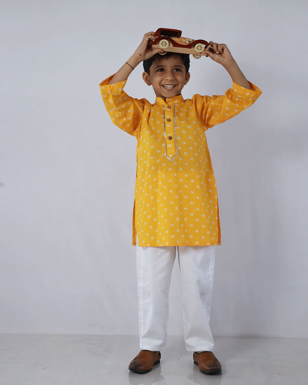 YELLOW BANDEJ COTTON KURTA SET