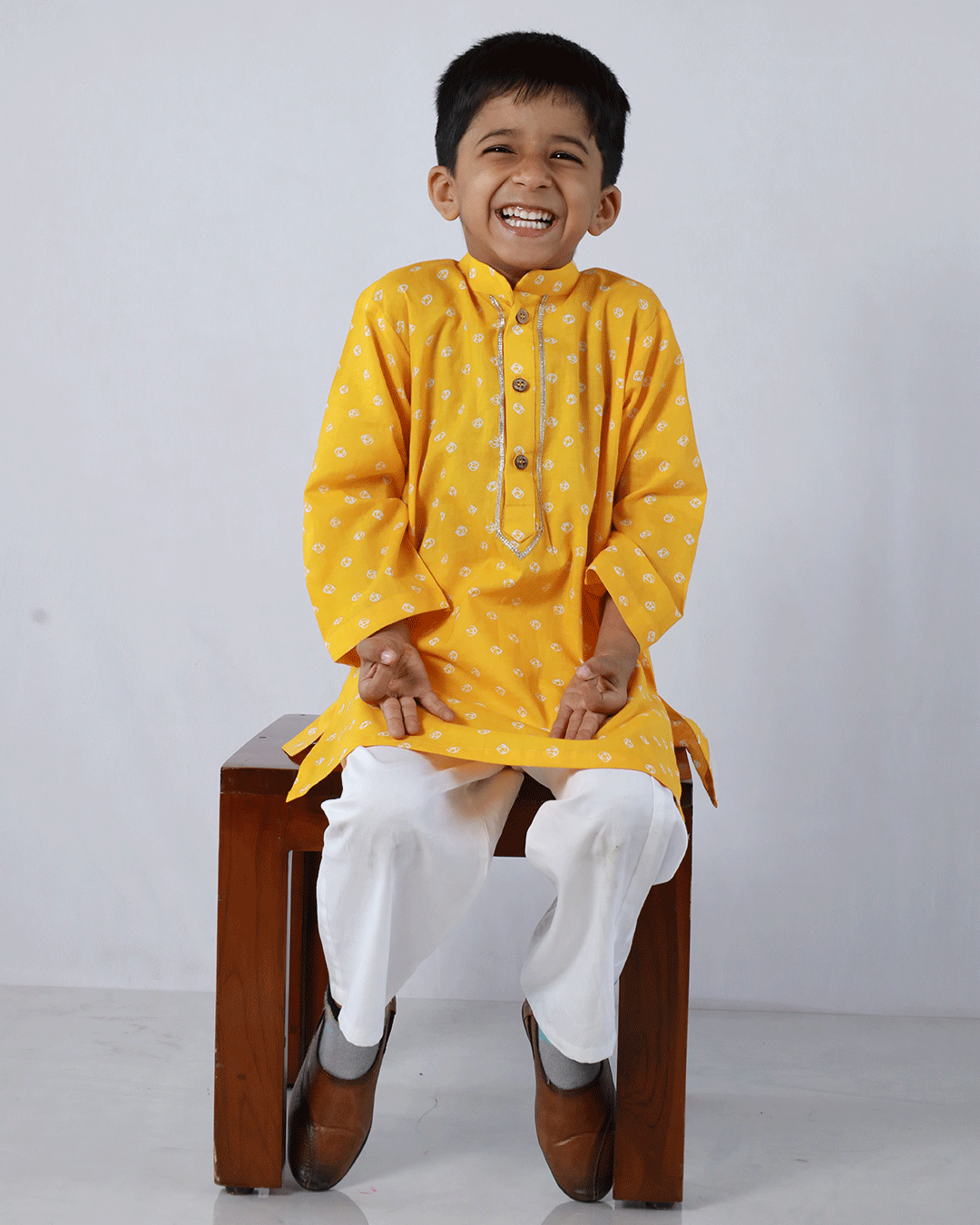 YELLOW BANDEJ COTTON KURTA SET