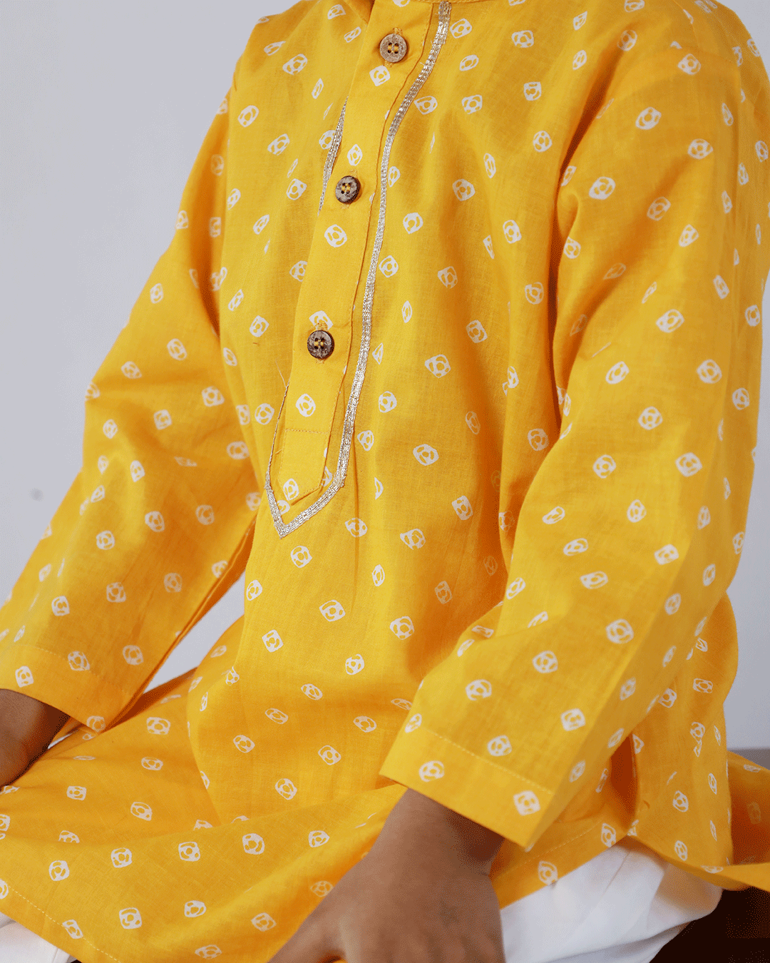 YELLOW BANDEJ COTTON KURTA SET