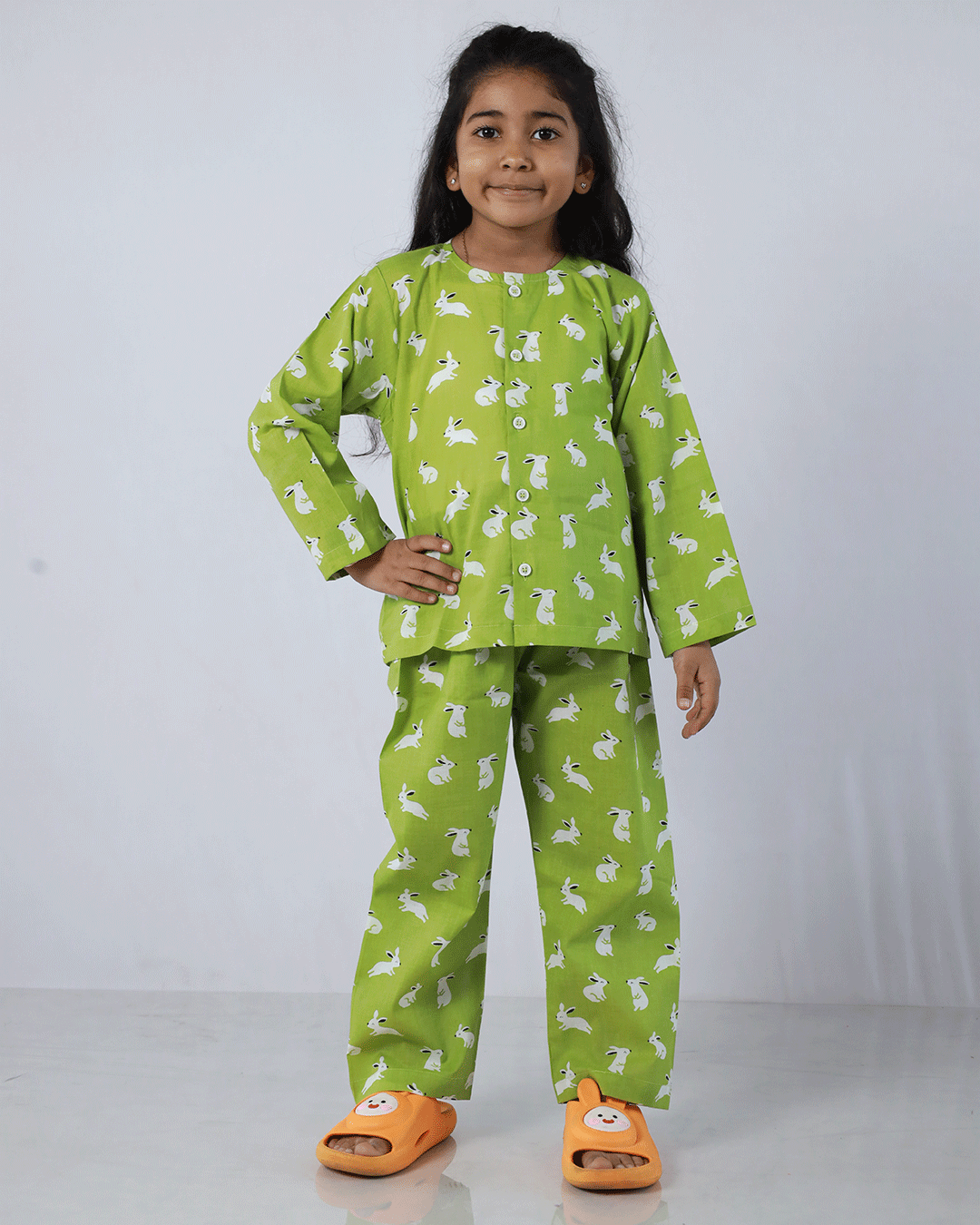RABBIT PRINTED COTTON NIGHTSUIT