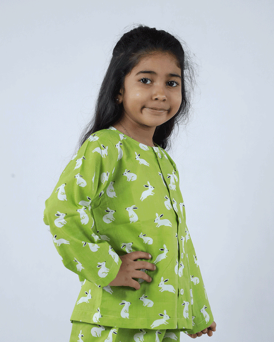 RABBIT PRINTED COTTON NIGHTSUIT