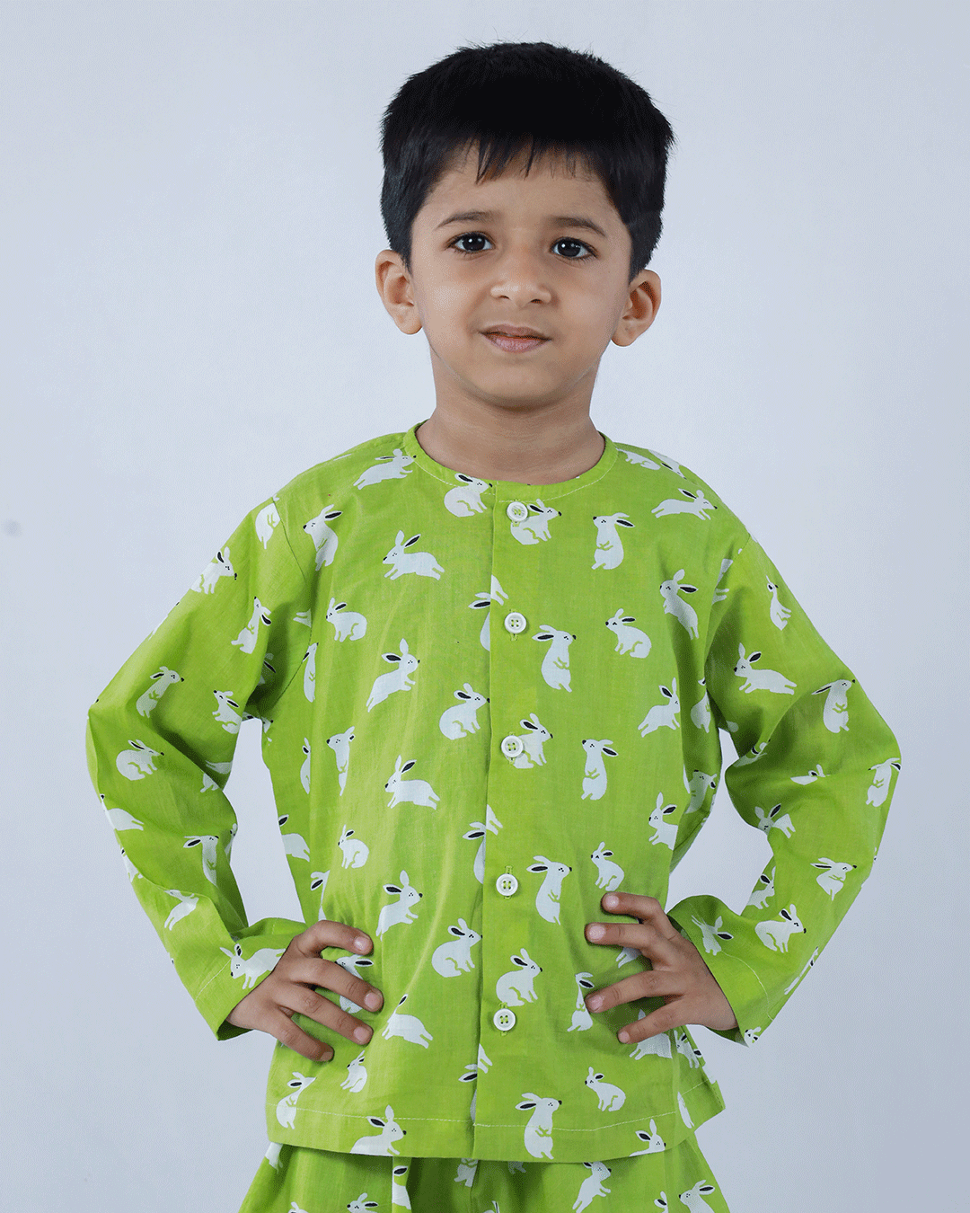 RABBIT PRINTED COTTON NIGHTSUIT