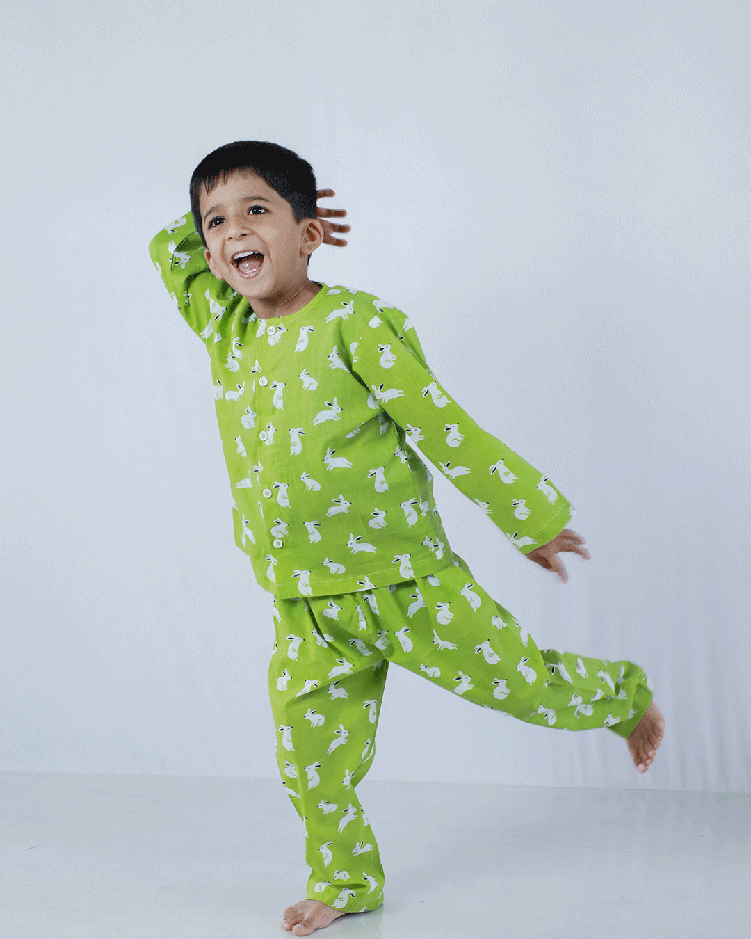 RABBIT PRINTED COTTON NIGHTSUIT