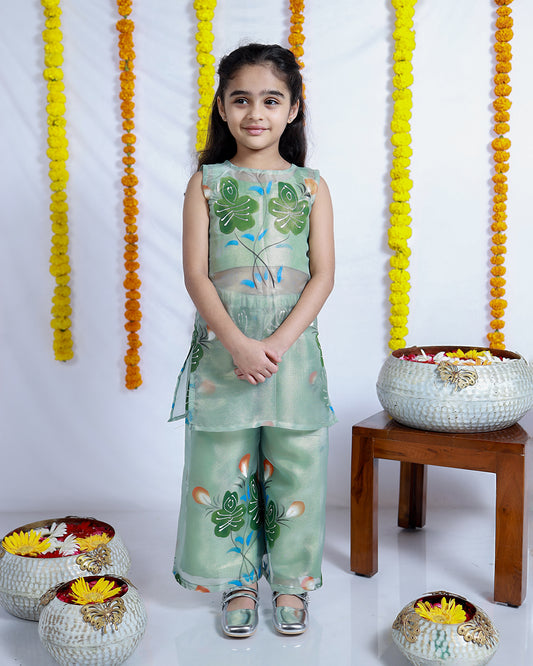 GREEN HAND-PAINTED CO-ORD SET