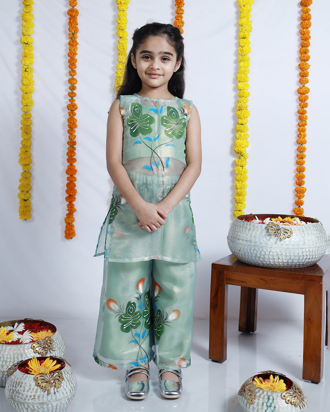 GREEN HAND-PAINTED CO-ORD SET