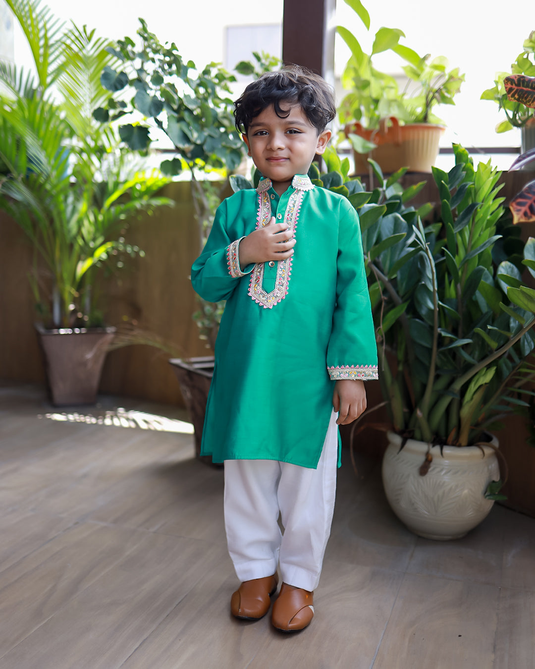 RAMA GREEN SILK KURTA SET