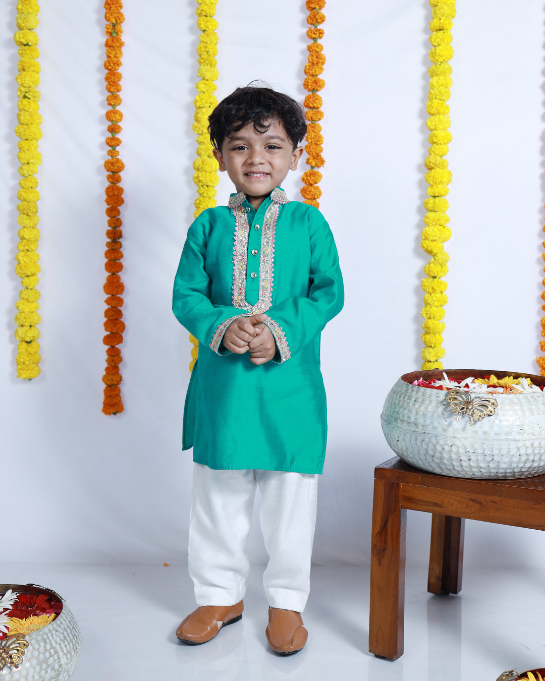 RAMA GREEN SILK KURTA SET
