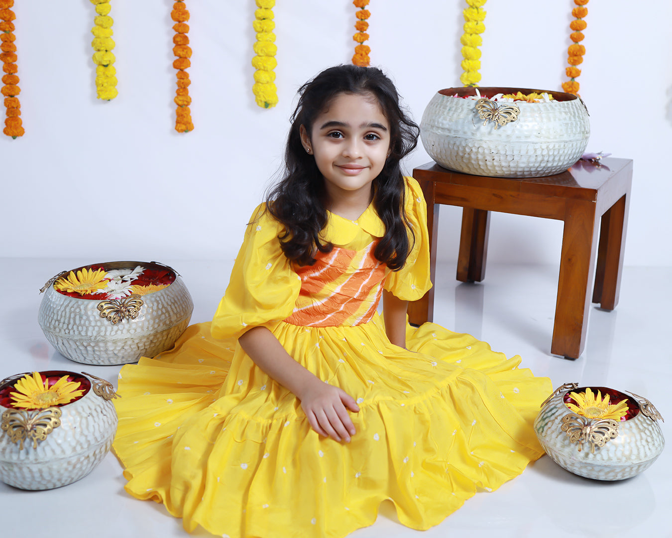 YELLOW BANDHANI DRESS