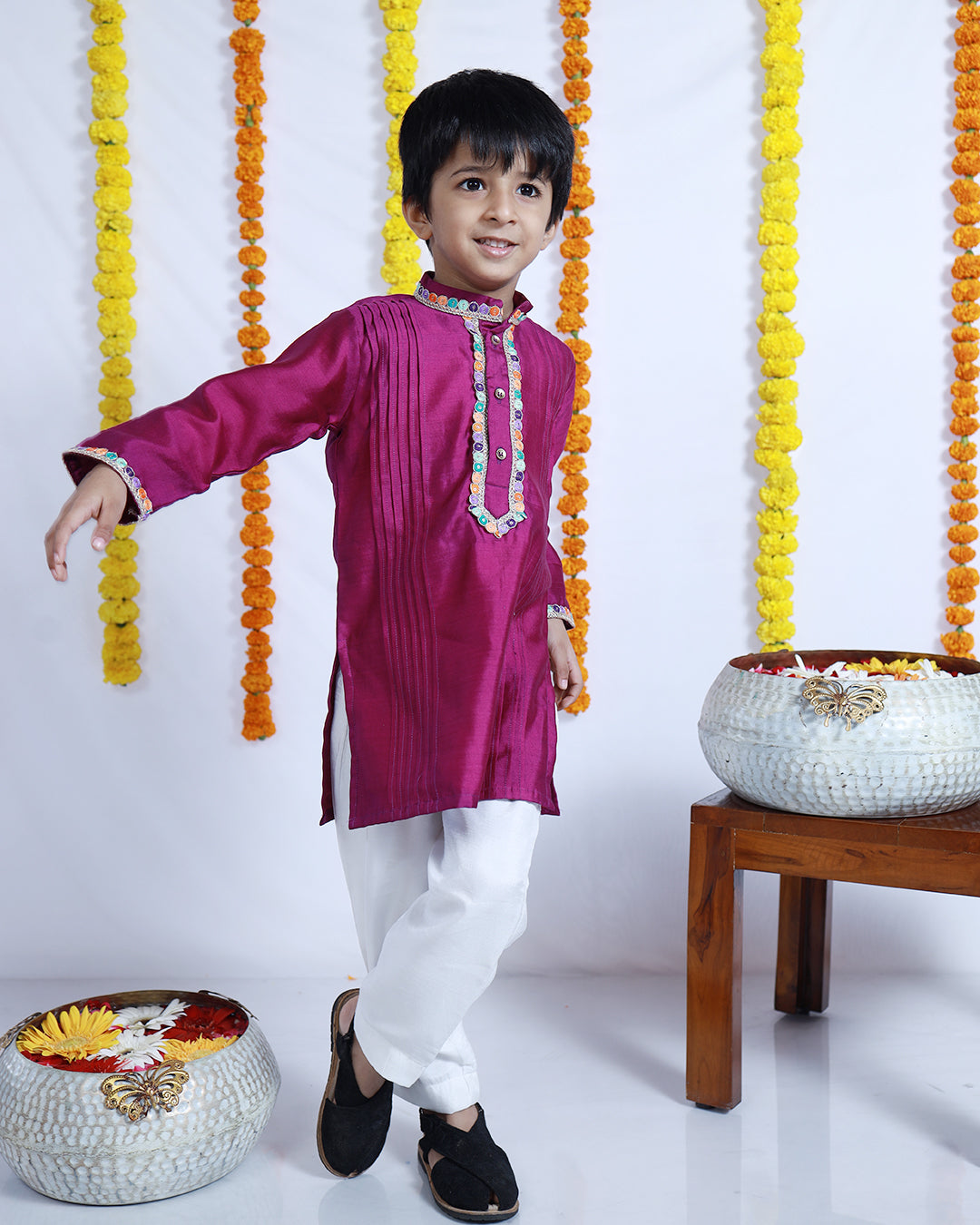 PURPLE SILK KURTA SET