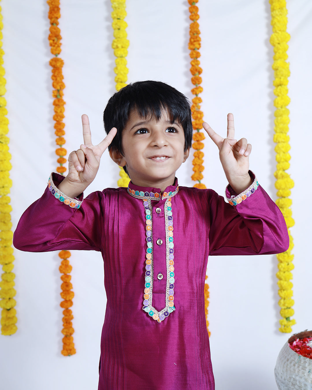 PURPLE SILK KURTA SET