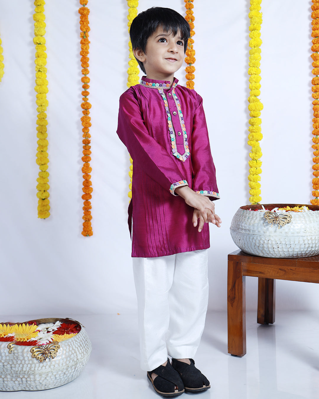 PURPLE SILK KURTA SET