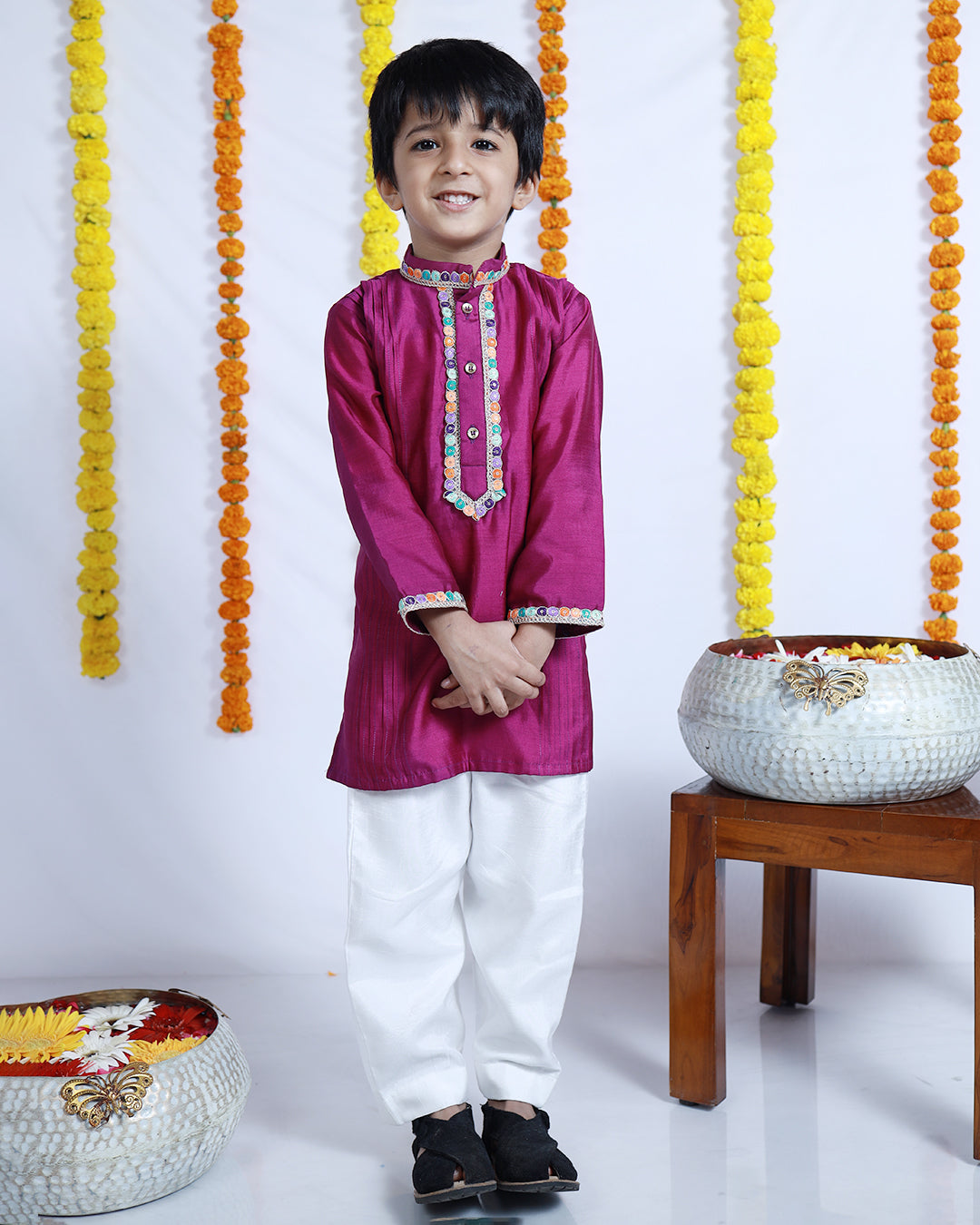 PURPLE SILK KURTA SET