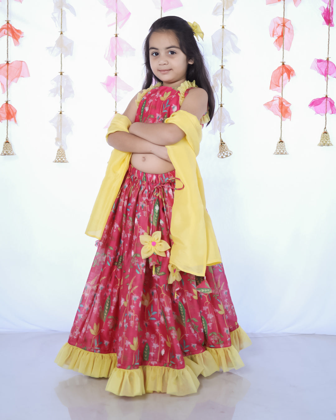 PINK FLORAL PRINTED LEHENGA SET