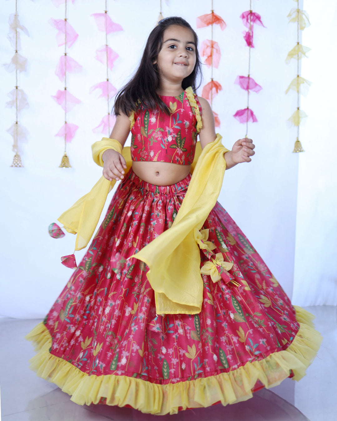 PINK FLORAL PRINTED LEHENGA SET