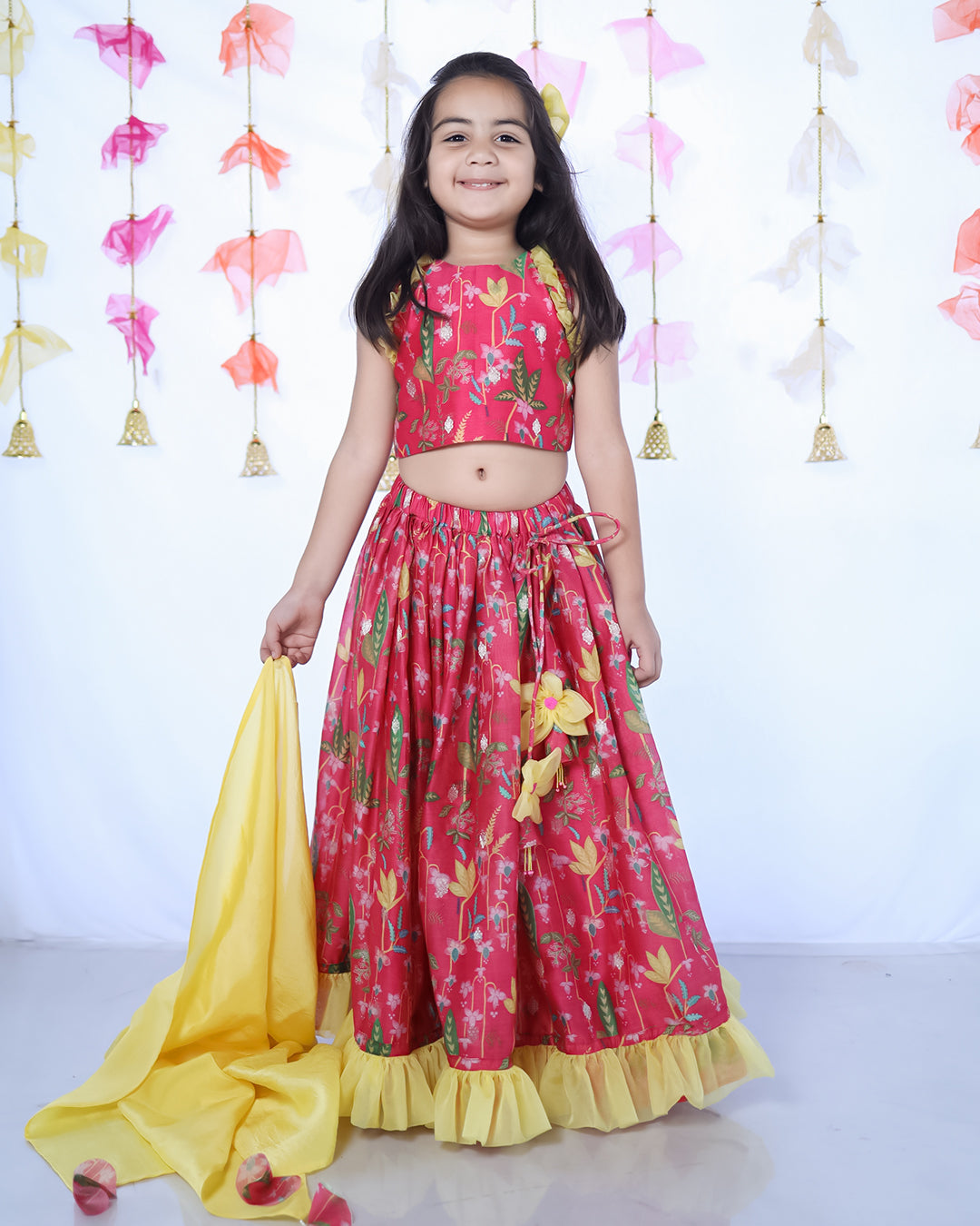 PINK FLORAL PRINTED LEHENGA SET
