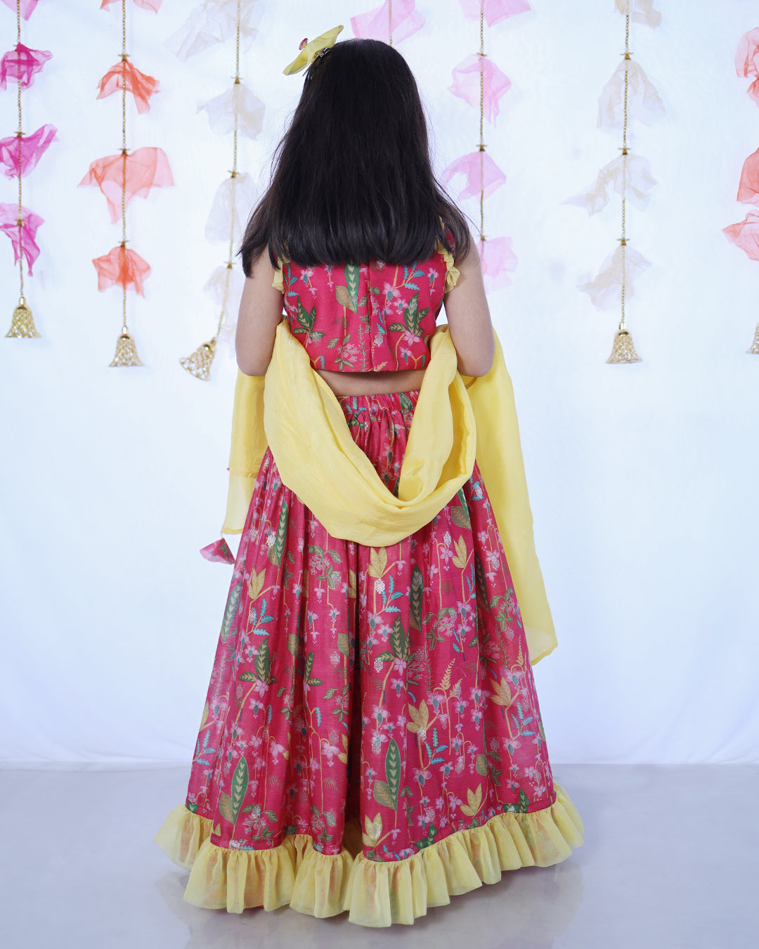 PINK FLORAL PRINTED LEHENGA SET