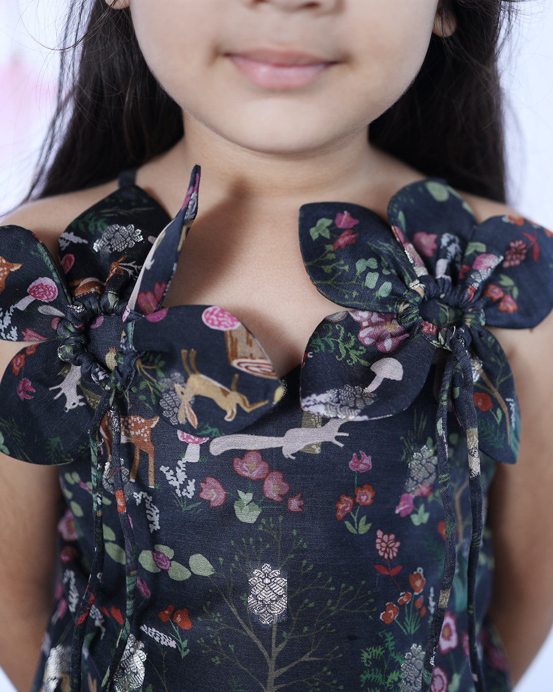 BLACK ANIMAL PRINT KURTA PANTS SET