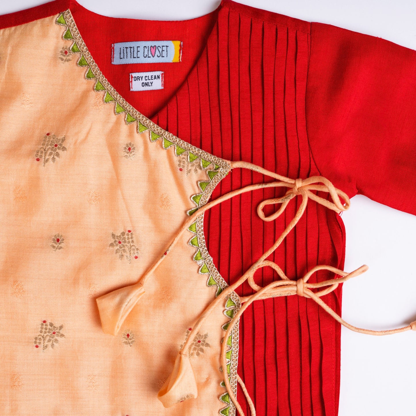 PEACH AND RED DHOTI KURTA SET