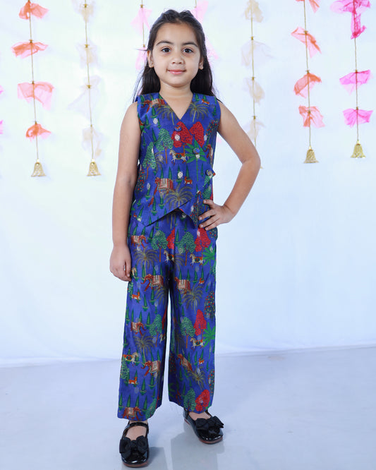 PURPLE ANIMAL PRINT VEST COAT PANTS