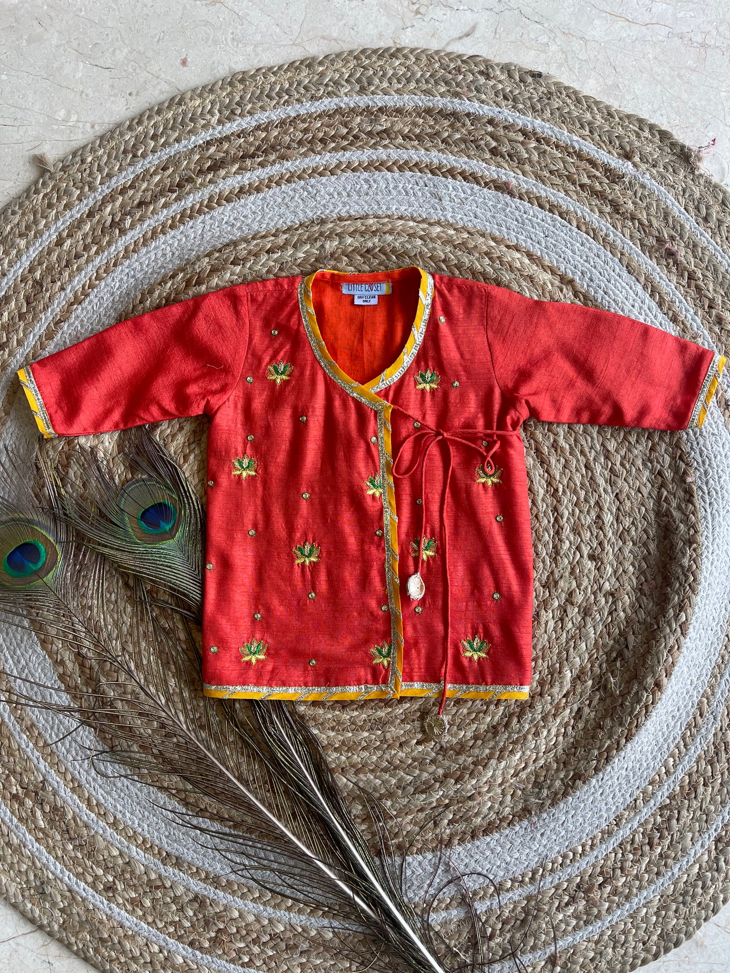 GREEN KALAMKARI DHOTI WITH ORANGE KURTA