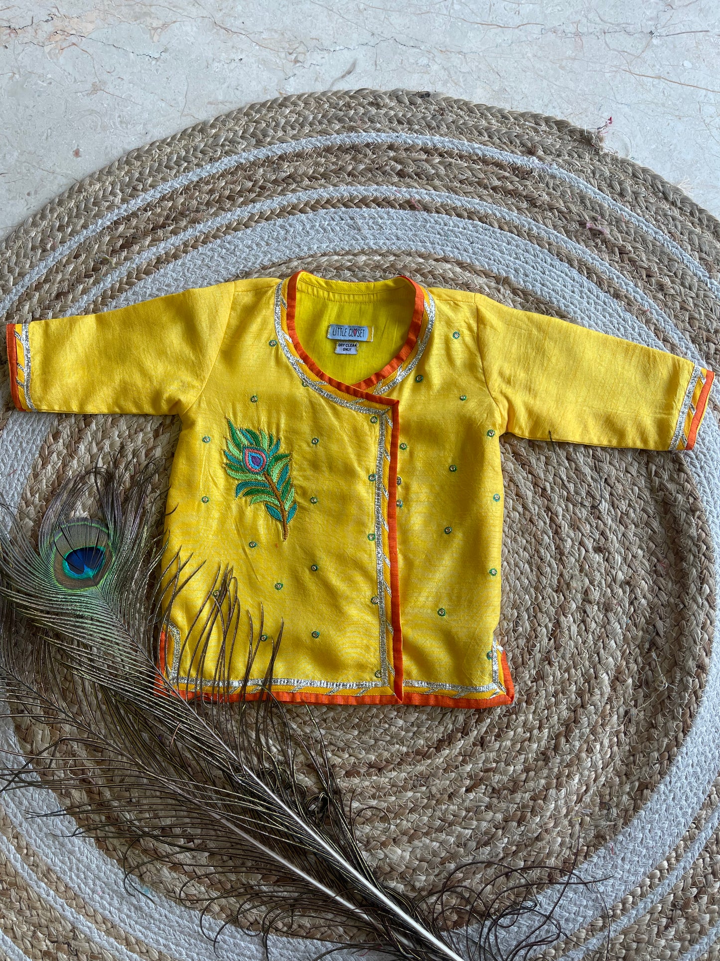 MORPANKH PRINTED DHOTI WITH YELLOW KURTA