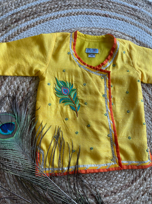 MORPANKH PRINTED DHOTI WITH YELLOW KURTA