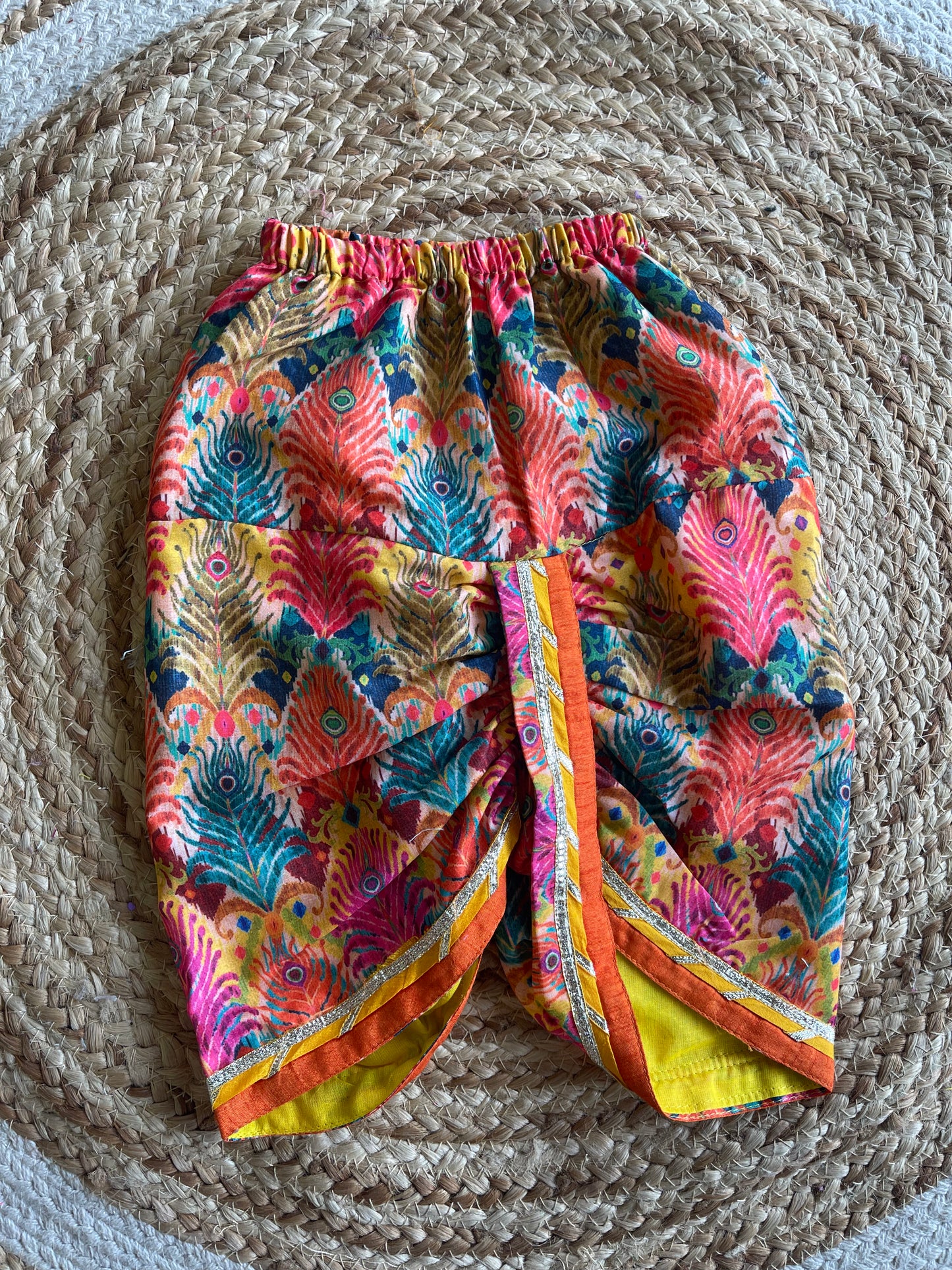 MORPANKH PRINTED DHOTI WITH YELLOW KURTA