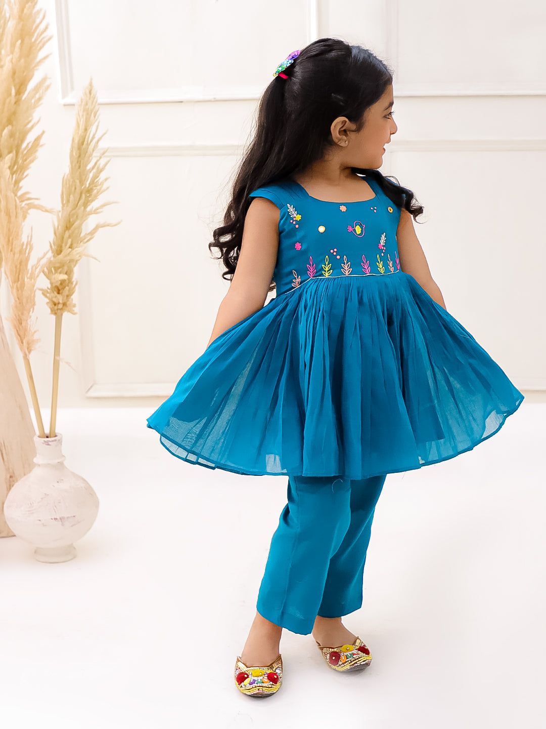 RAMA ORGANIC MUL COTTON EMBROIDERED KURTI SET