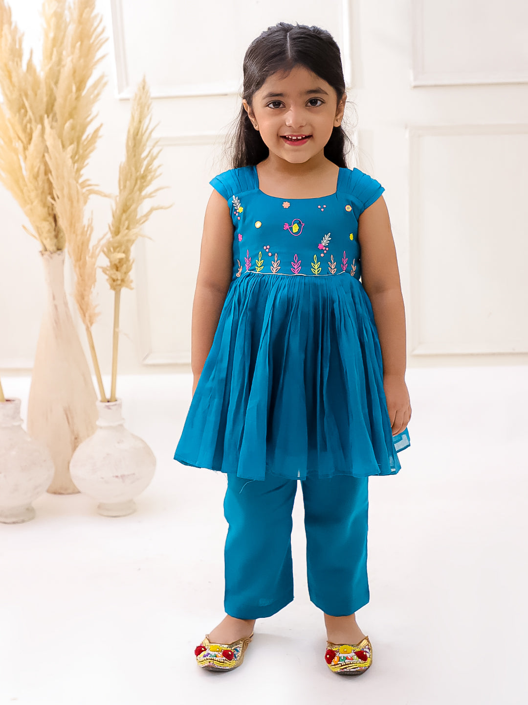 RAMA ORGANIC MUL COTTON EMBROIDERED KURTI SET