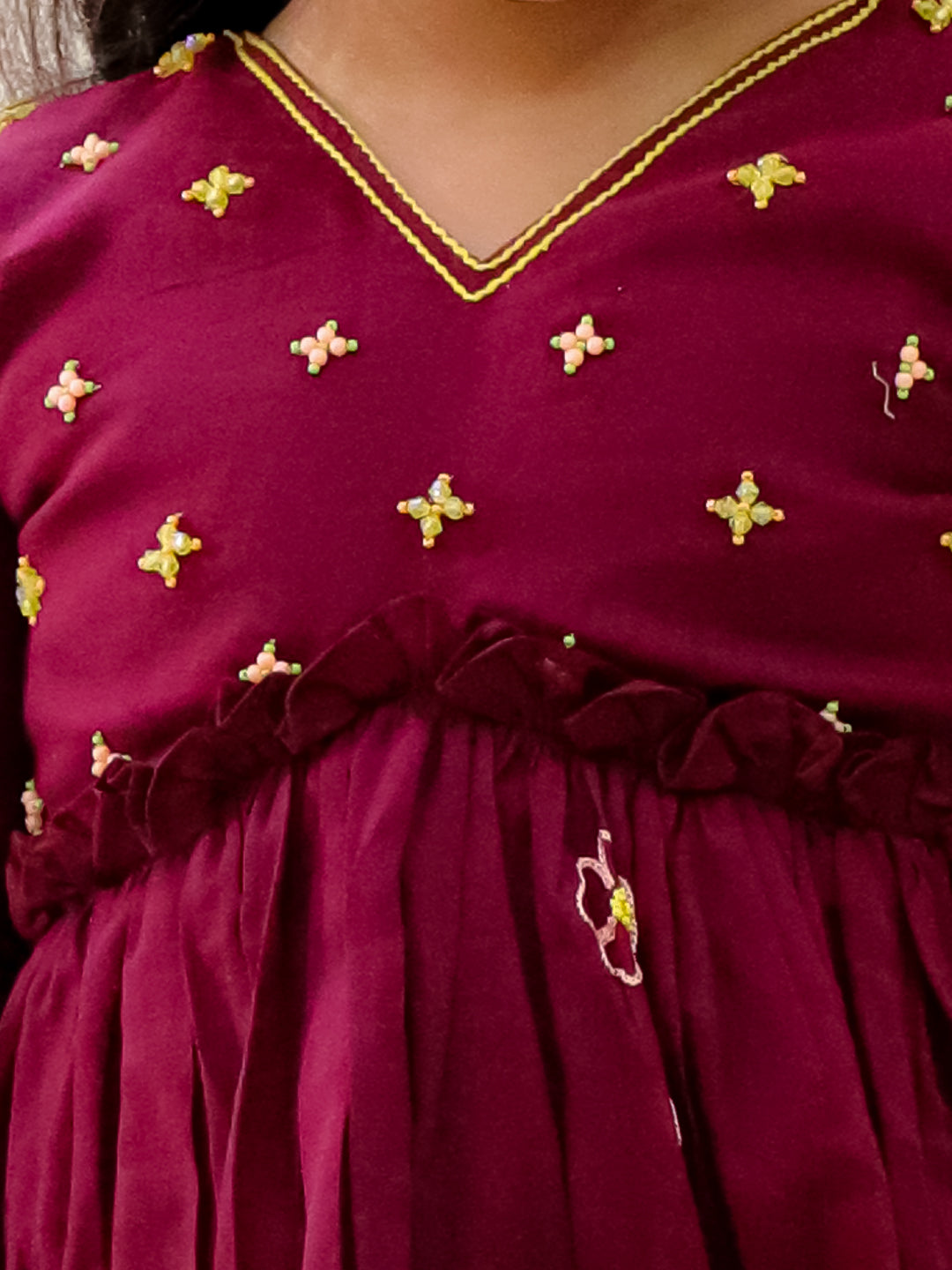 MAROON ORGANIC MUL COTTON KURTI SET