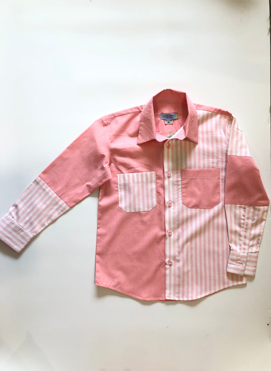 PEACH STIPES WITH PLAIN SHIRT