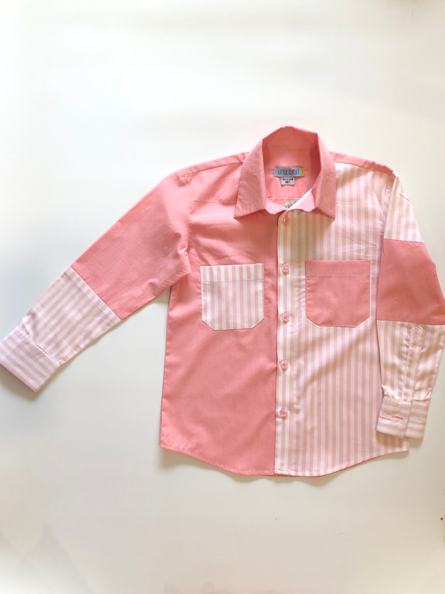 PEACH STIPES WITH PLAIN SHIRT