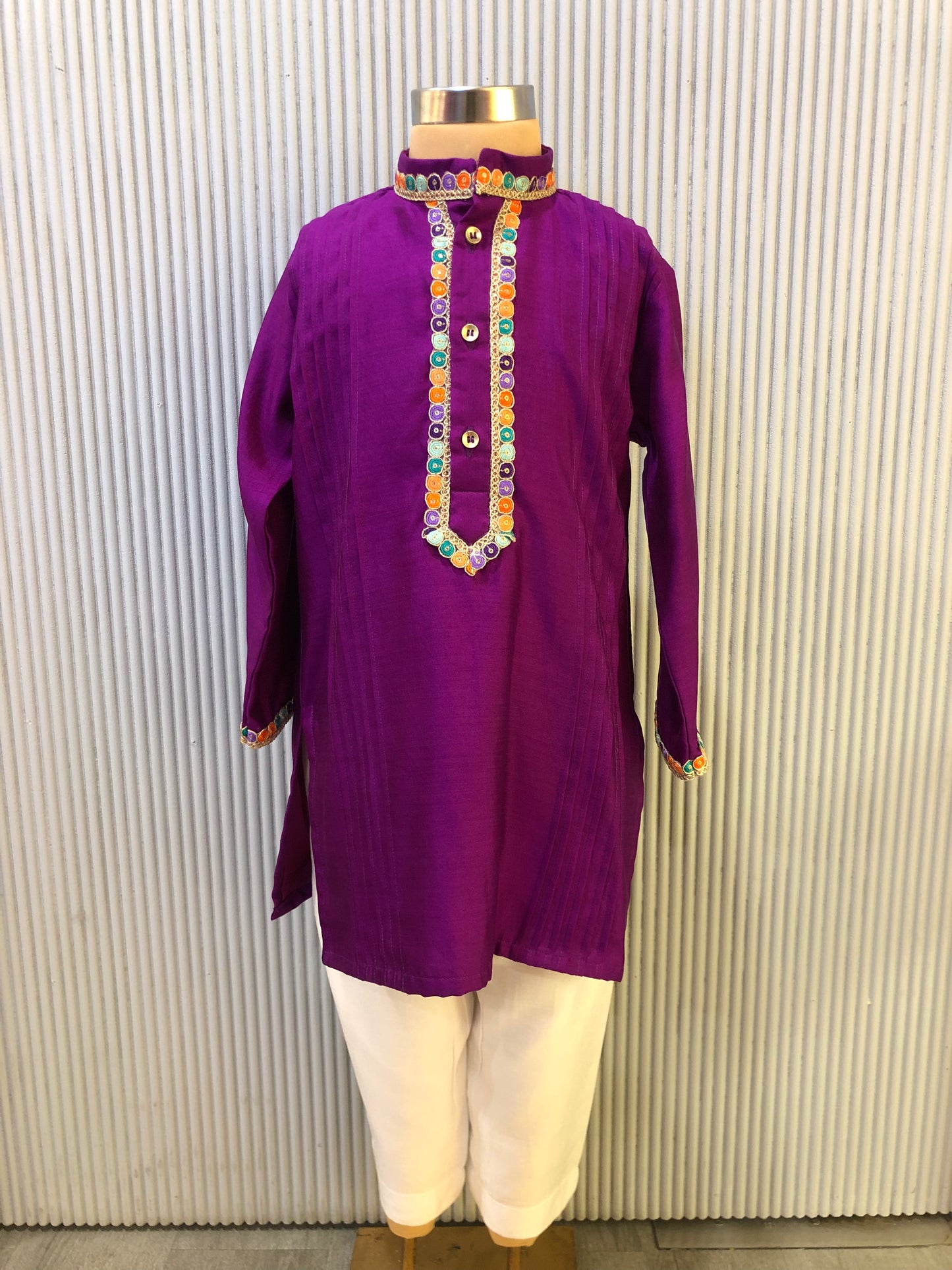 PURPLE SILK KURTA SET