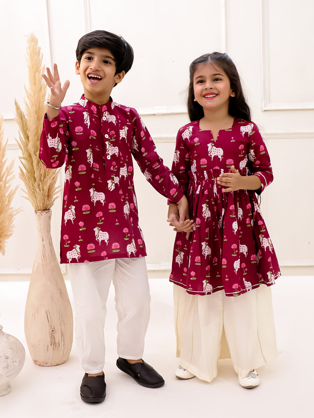 MAROON PICHWAYI KURTA SET