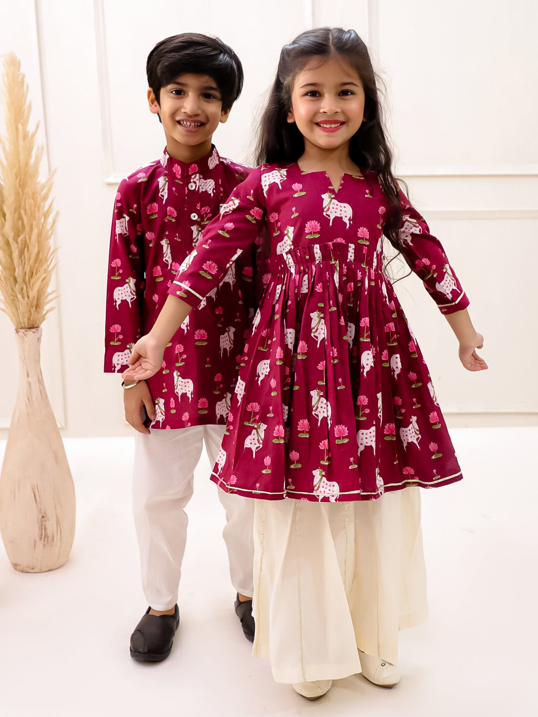 MAROON PICHWAYI KURTA SET