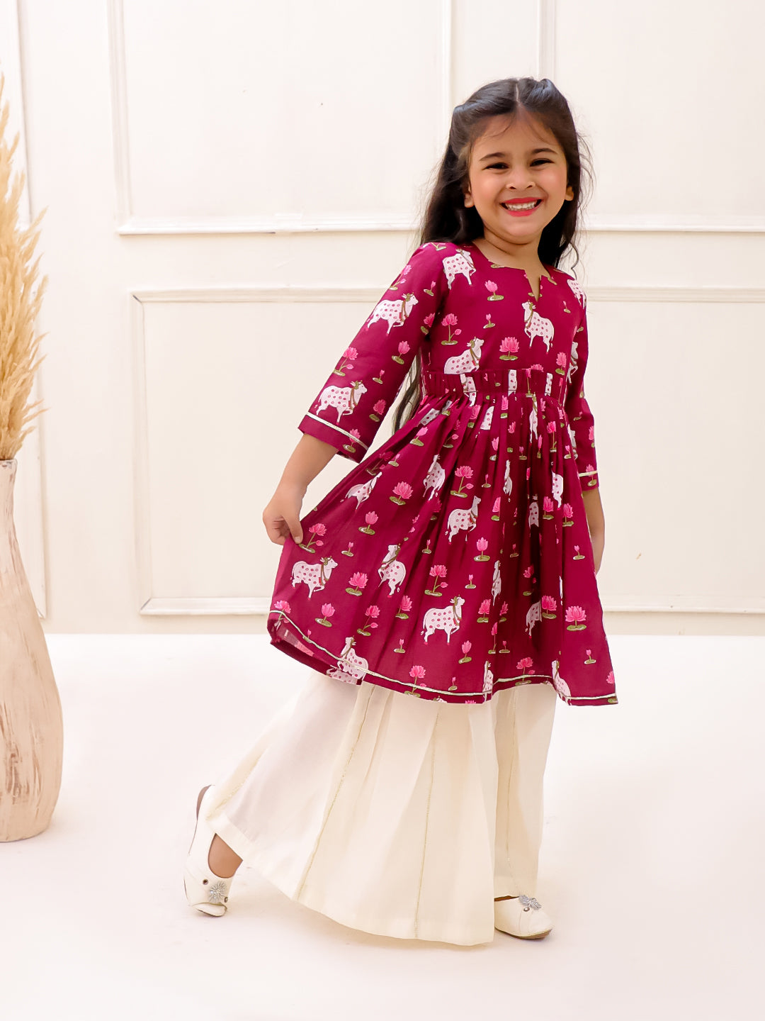 MAROON PICHWAI KURTI SET