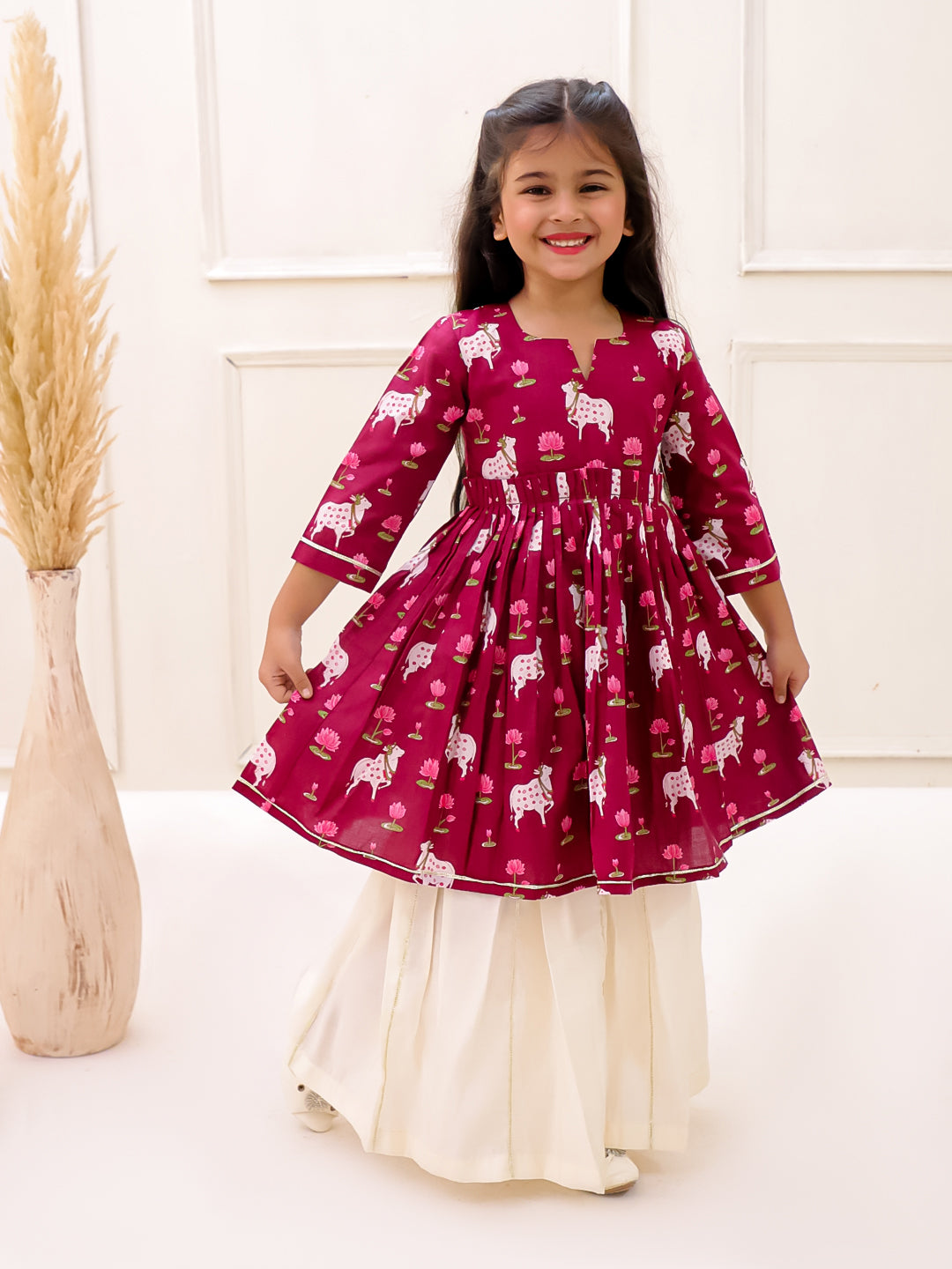 MAROON PICHWAI KURTI SET