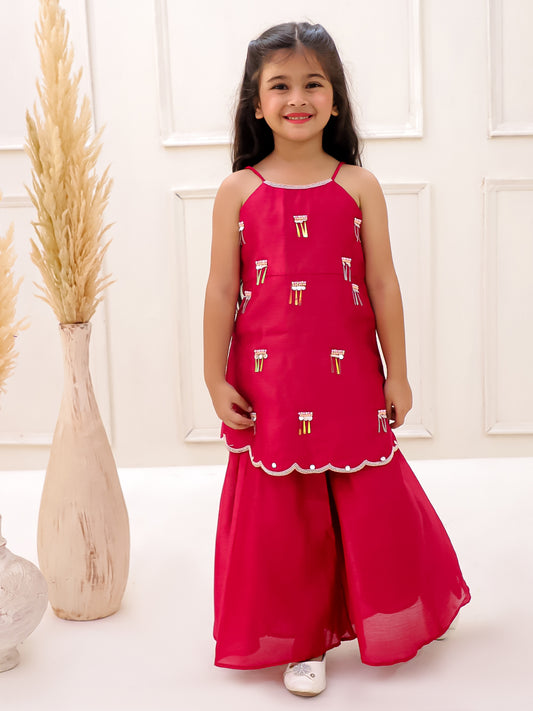 MAROON SILK SCALLOP SET