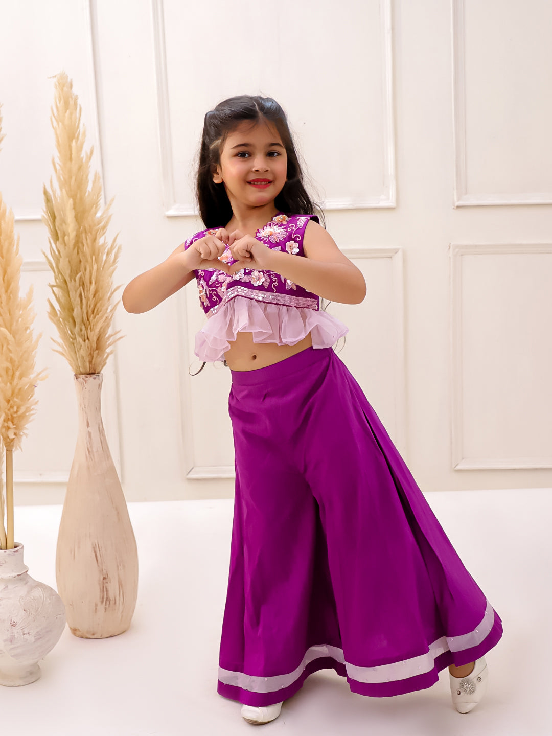 PURPLE CUTWORK AND FRILL SET