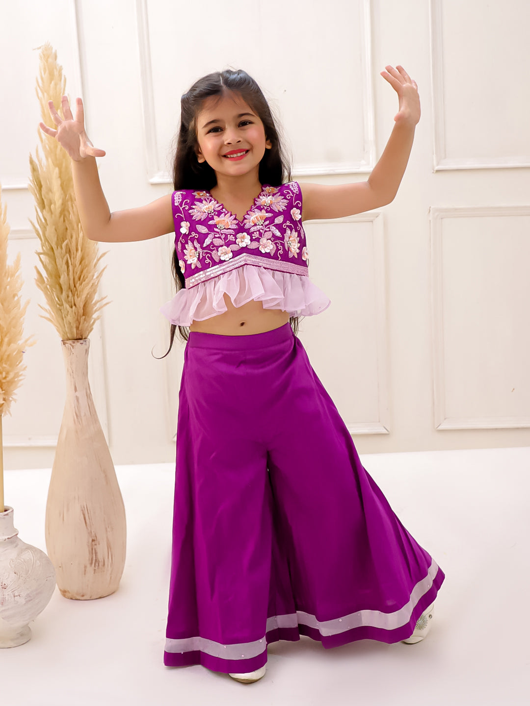 PURPLE CUTWORK AND FRILL SET