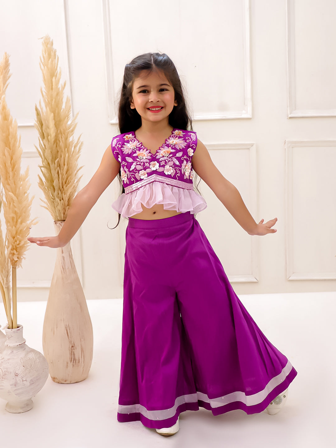 PURPLE CUTWORK AND FRILL SET